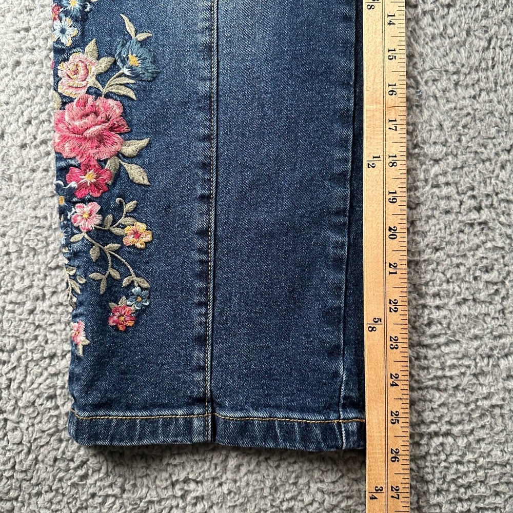 Driftwood Royce Cargo Jeans Womens 14 x 27L Cargo Embroidered Floral Blue Boho - Picture 9 of 13